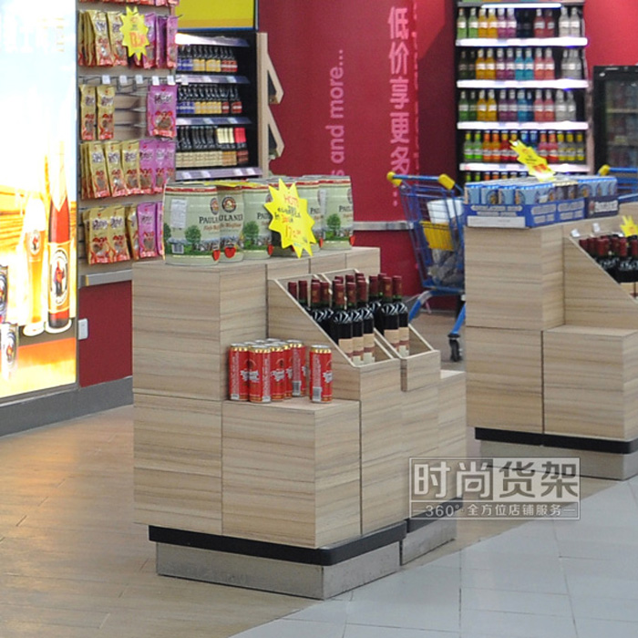 超市貨架_木質(zhì)酒水促銷臺(tái)
